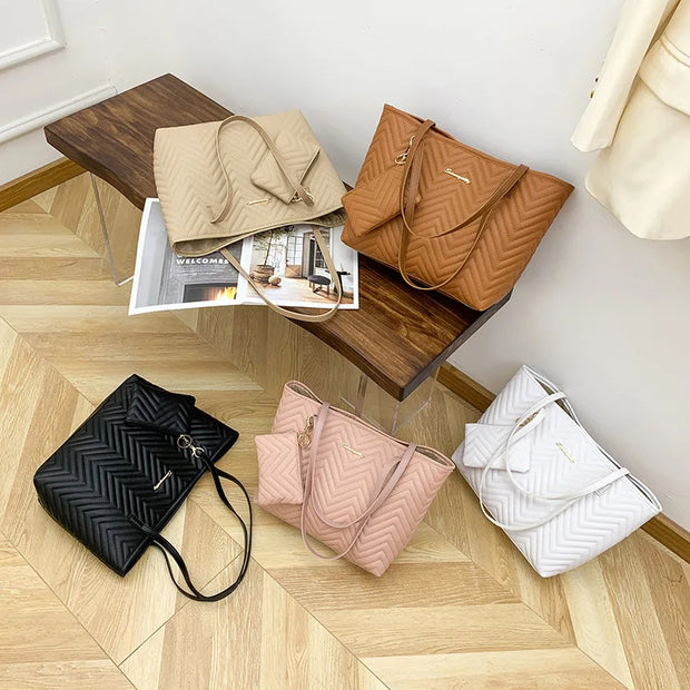 Large Capacity Tote Bag Wavy Grain Daily