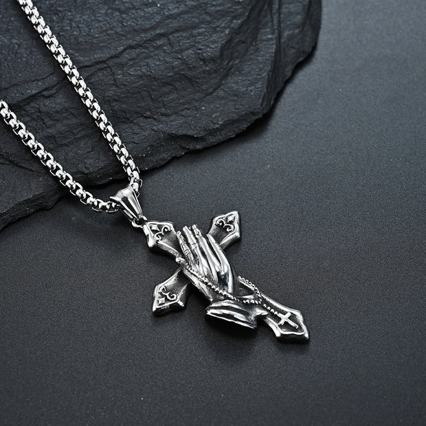 Necklace For Men National Retro Style Hand Of Prayer