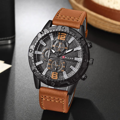 Leather Strap Clock Man Wristwatch