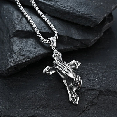 Necklace For Men National Retro Style Hand Of Prayer