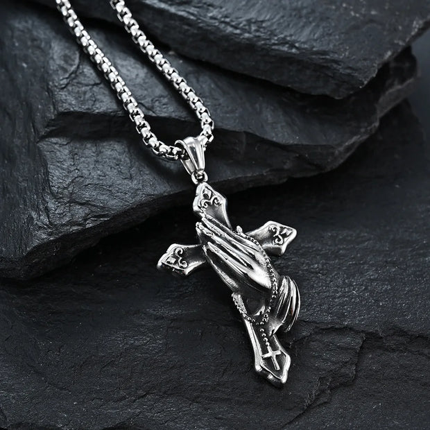 Necklace For Men National Retro Style Hand Of Prayer