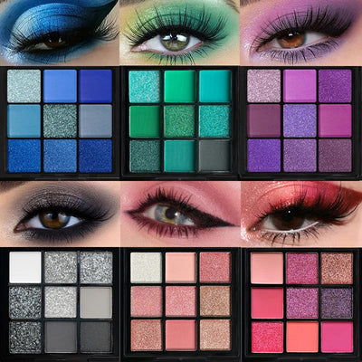 9-Grid Red Eyeshadow Palette Purple