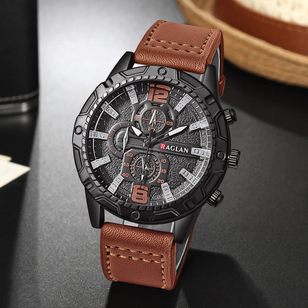 Leather Strap Clock Man Wristwatch
