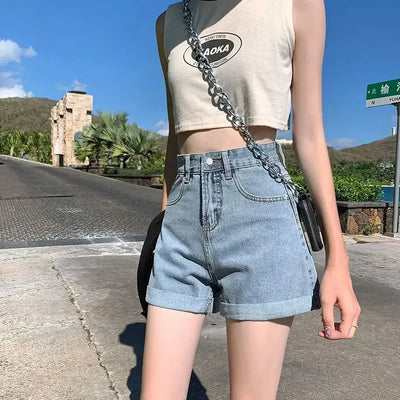 Shorts Women Black Gray Denim Shorts