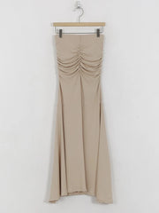 Shirring Satin Skirts for Women High Waisted