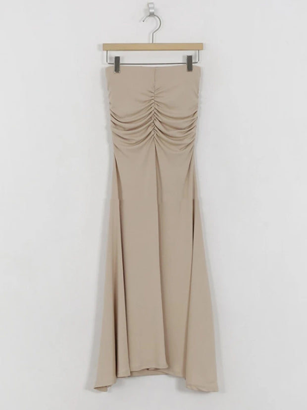 Shirring Satin Skirts for Women High Waisted