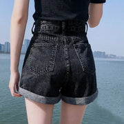 Shorts Women Black Gray Denim Shorts