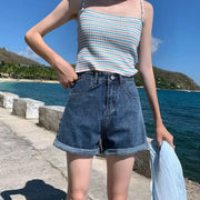 Shorts Women Black Gray Denim Shorts
