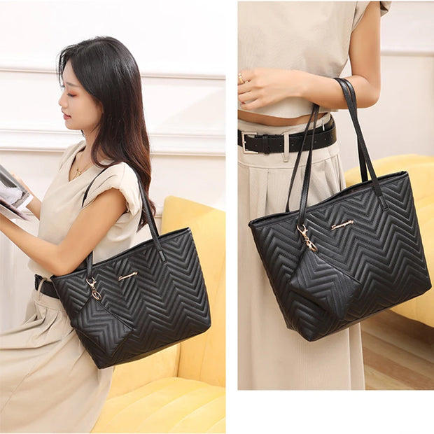 Large Capacity Tote Bag Wavy Grain Daily