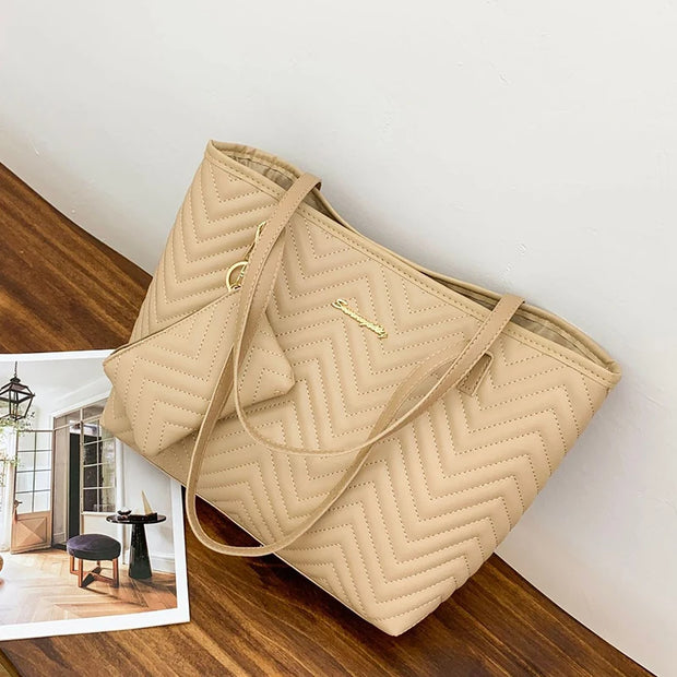 Large Capacity Tote Bag Wavy Grain Daily