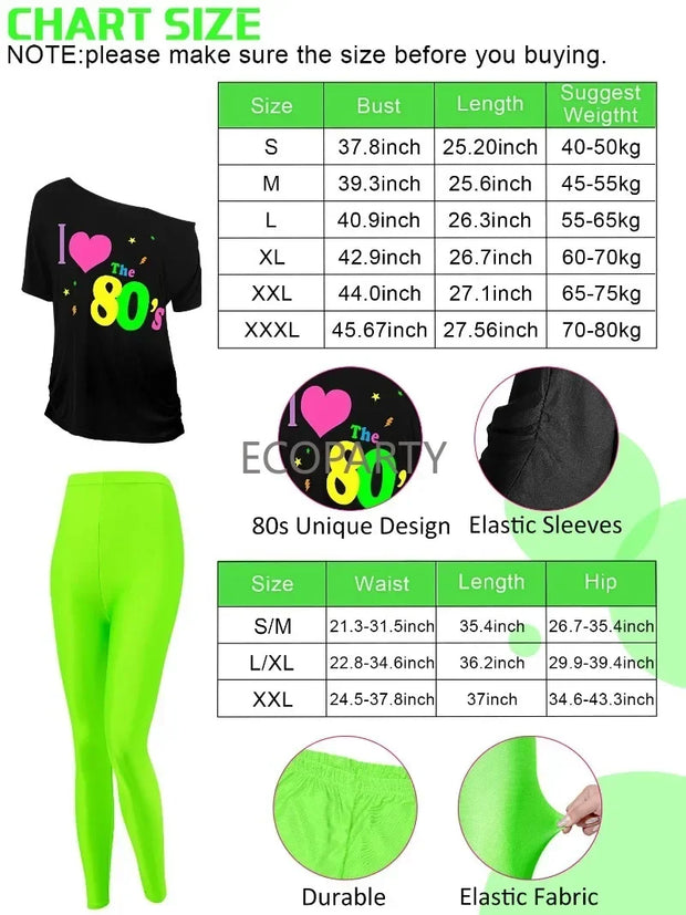 New Women 80s Costume Accessories Set