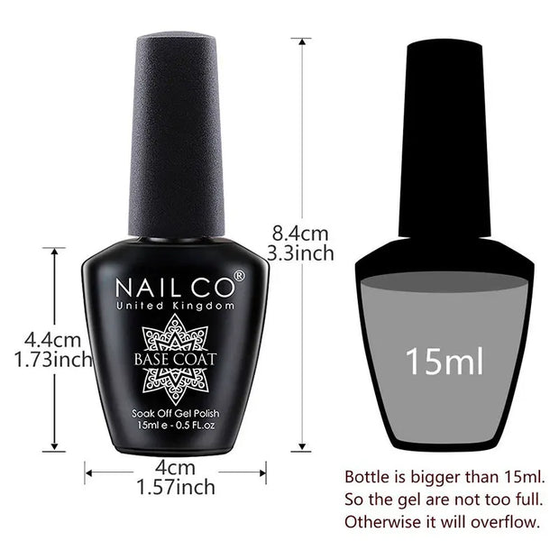 NAILCO 15ml Top Coat Base Coat Gel