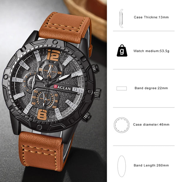 Leather Strap Clock Man Wristwatch