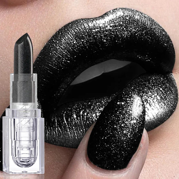 Waterproof Glitter Lipstick Sexy Black Lip