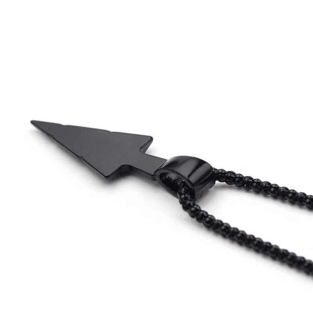 Men Black Long Necklace with Arrow Pendant