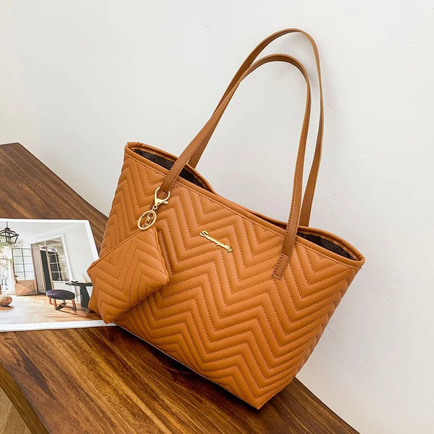 Large Capacity Tote Bag Wavy Grain Daily