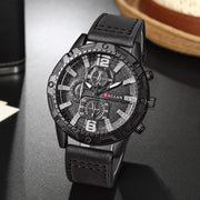 Leather Strap Clock Man Wristwatch