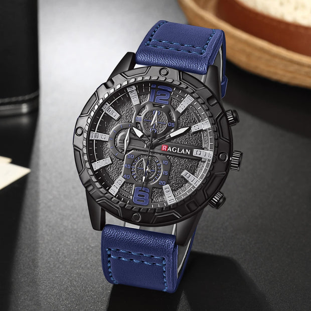 Leather Strap Clock Man Wristwatch