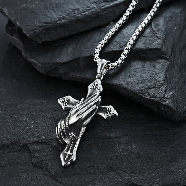 Necklace For Men National Retro Style Hand Of Prayer