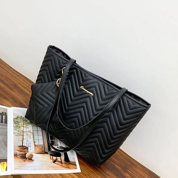 Large Capacity Tote Bag Wavy Grain Daily