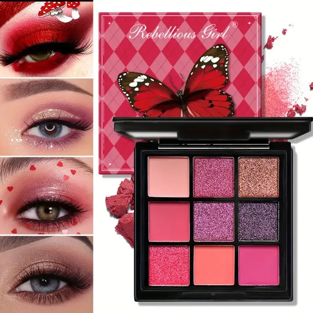 9-Grid Red Eyeshadow Palette Purple